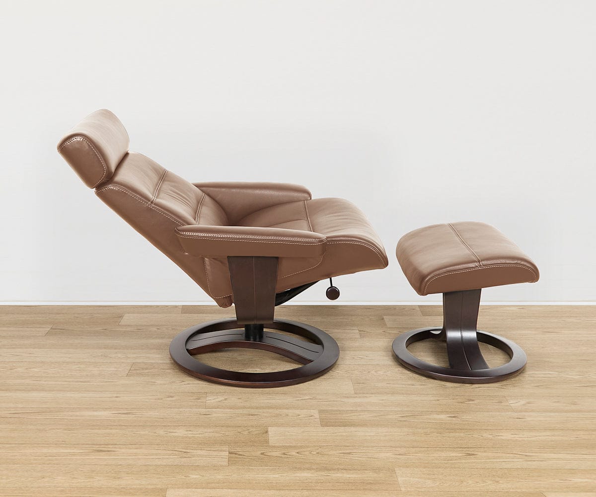 Fauteuil inclinable et ottoman en cuir Oswin