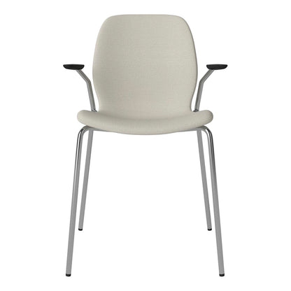 Chaise de salle à manger Seed avec accoudoirs ouverts - Rembourrée - Base chromée