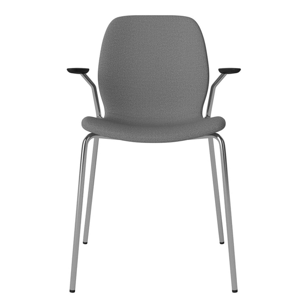 Chaise de salle à manger Seed avec accoudoirs ouverts - Rembourrée - Base chromée