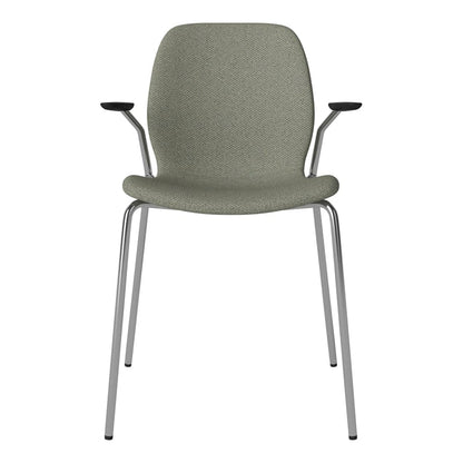 Chaise de salle à manger Seed avec accoudoirs ouverts - Rembourrée - Base chromée