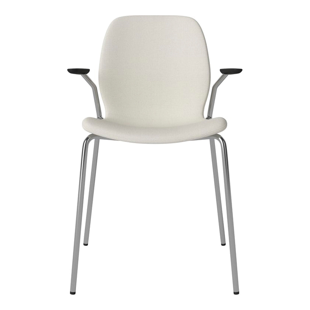 Chaise de salle à manger Seed avec accoudoirs ouverts - Rembourrée - Base chromée