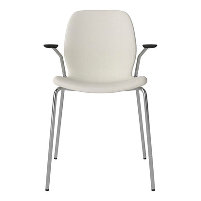Chaise de salle à manger Seed avec accoudoirs ouverts - Rembourrée - Base chromée