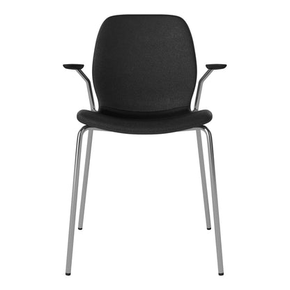 Chaise de salle à manger Seed avec accoudoirs ouverts - Rembourrée - Base chromée