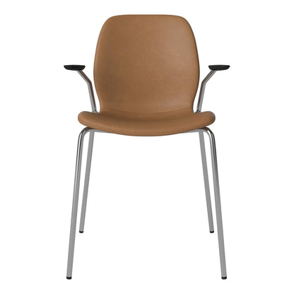 Chaise de salle à manger Seed avec accoudoirs ouverts - Rembourrée - Base chromée