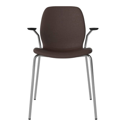 Chaise de salle à manger Seed avec accoudoirs ouverts - Rembourrée - Base chromée