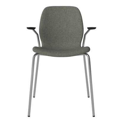 Chaise de salle à manger Seed avec accoudoirs ouverts - Rembourrée - Base chromée