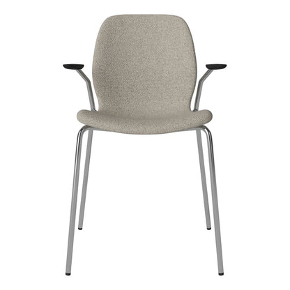 Chaise de salle à manger Seed avec accoudoirs ouverts - Rembourrée - Base chromée