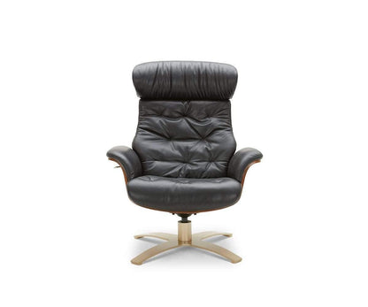 Fauteuil inclinable et ottoman en cuir Anselmo