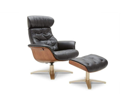 Fauteuil inclinable et ottoman en cuir Anselmo