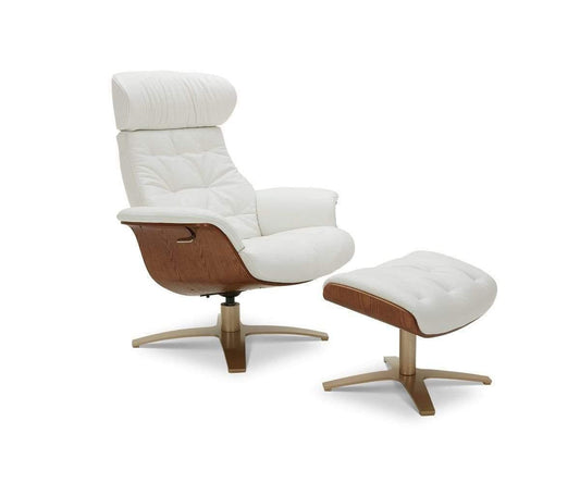 Fauteuil inclinable et ottoman en cuir Anselmo