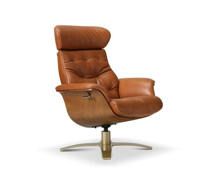 Fauteuil inclinable et ottoman en cuir Anselmo