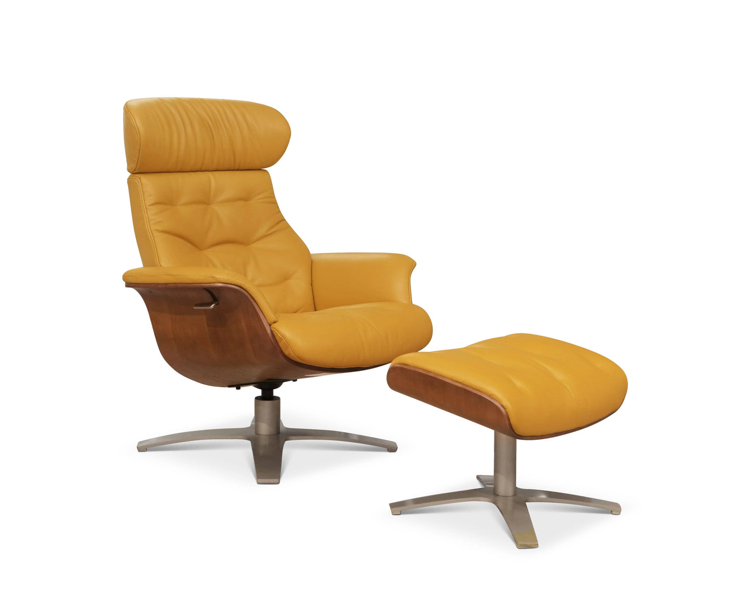 Fauteuil inclinable et ottoman en cuir Anselmo