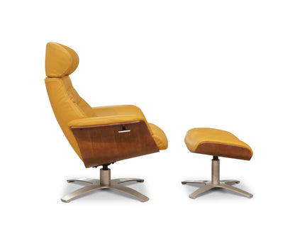 Fauteuil inclinable et ottoman en cuir Anselmo