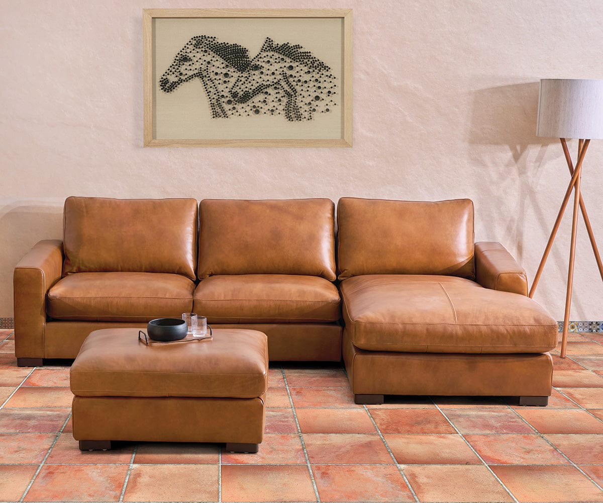 Pouf en cuir Braxten