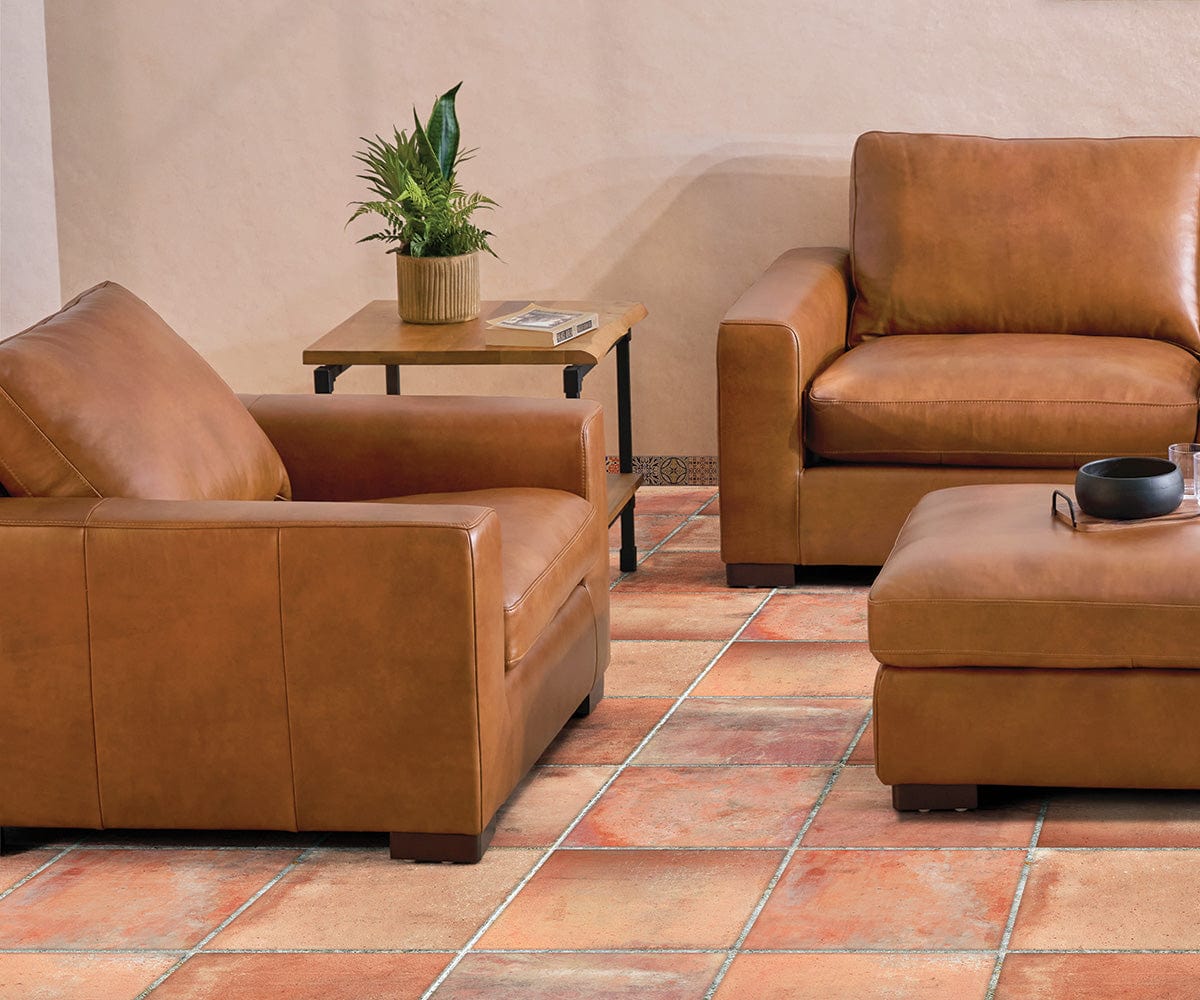 Pouf en cuir Braxten