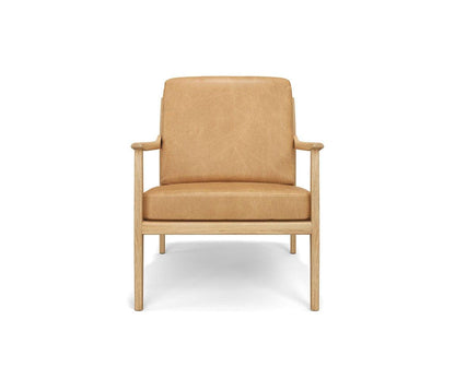 Fauteuil de salon en cuir avec dossier en rotin Bodie