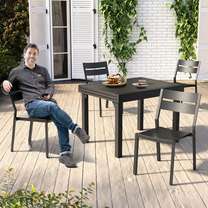 Ensemble de salle à manger d'extérieur en aluminium Pellebant 5/7/9 pièces avec table extensible et chaises empilables