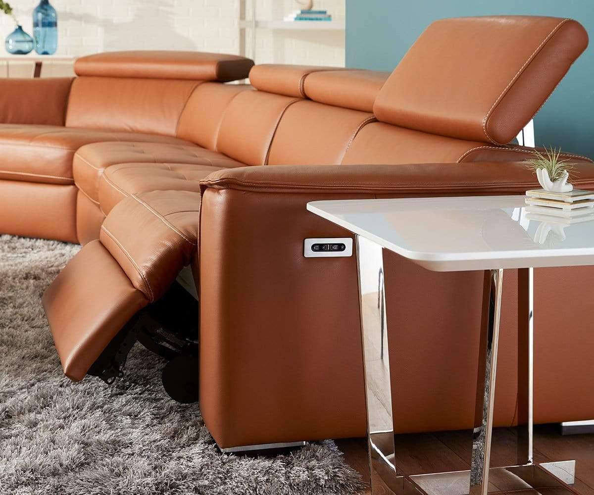 Canapé sectionnel inclinable électrique en cuir Kopervik