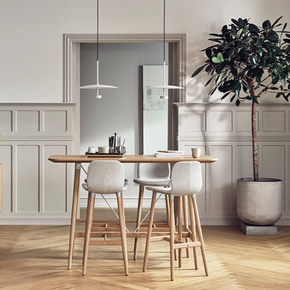 Chaise de bar Seed - Rembourrée - Piètement en chêne huilé, pigmenté blanc