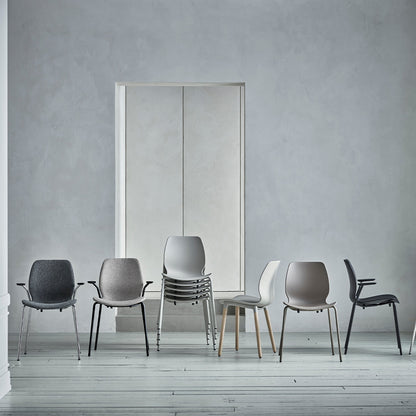 Chaise de bar Seed - Rembourrée - Piètement en acier, laquée gris