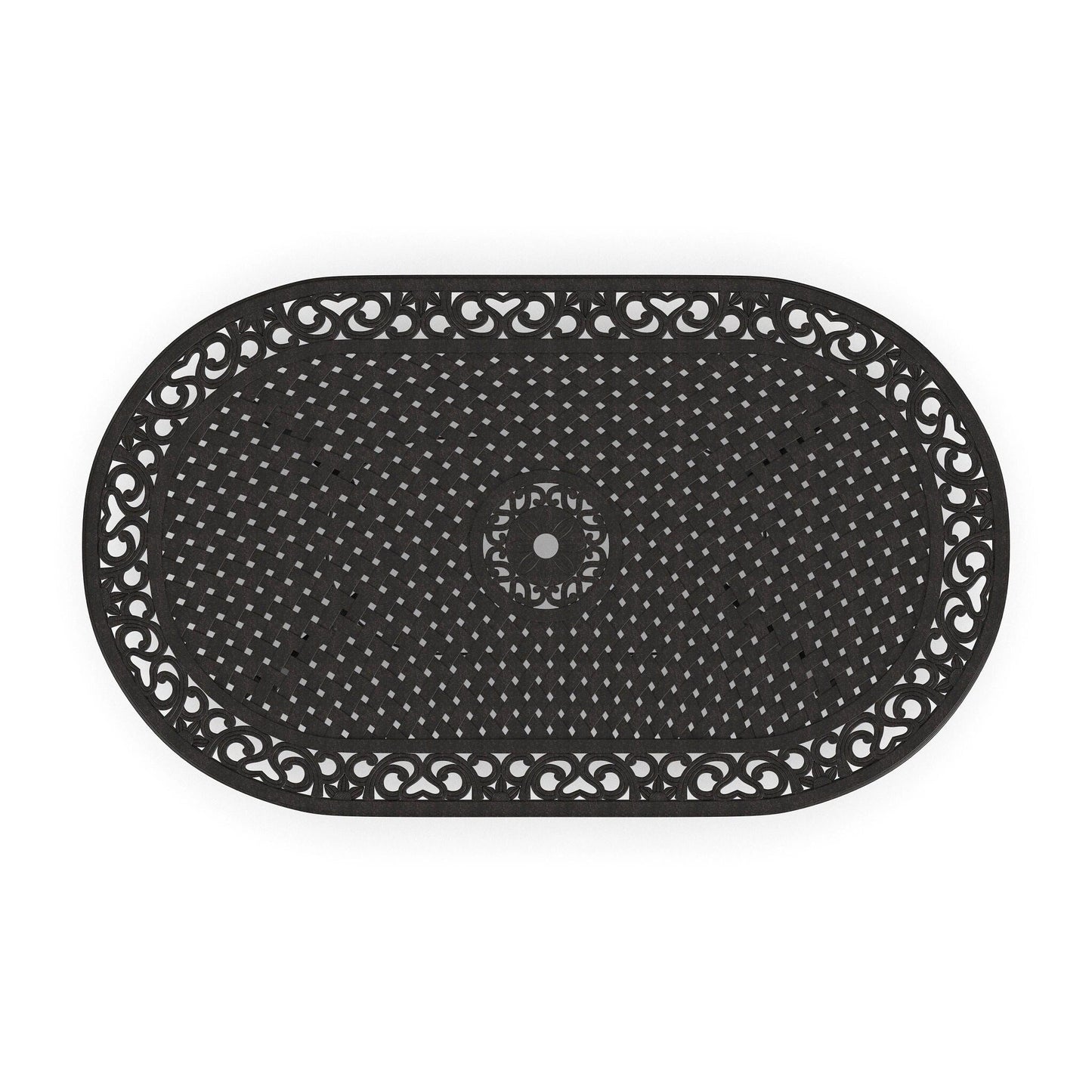 Ensemble de salle à manger d'extérieur en aluminium bronze Sanibel 7 pièces avec table à manger ovale de 72 pouces et six fauteuils par Homestyles