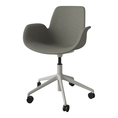 Fauteuil Seed - Rembourré - Piètement 5 branches avec roulettes - Acier laqué gris