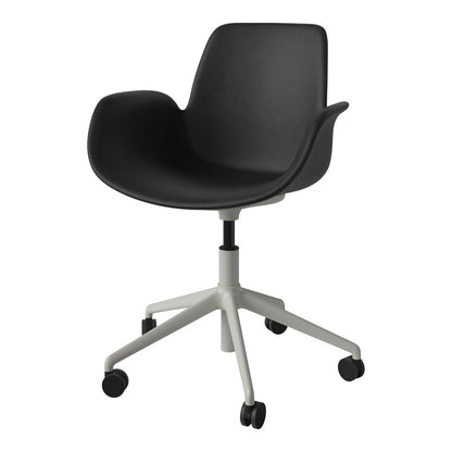 Fauteuil Seed - Rembourré - Piètement 5 branches avec roulettes - Acier laqué gris