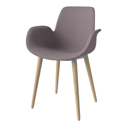 Fauteuil de salle à manger Seed - Rembourré - Piètement en chêne huilé, pigmenté blanc