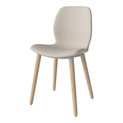 Chaise de salle à manger Seed - Rembourrée - Piètement en chêne huilé, pigmenté blanc