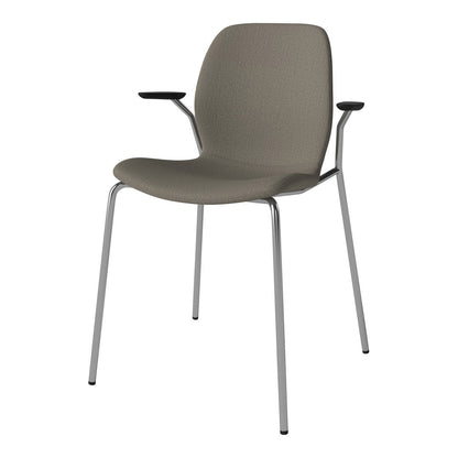 Chaise de salle à manger Seed avec accoudoirs ouverts - Rembourrée - Base chromée