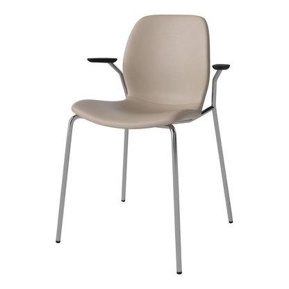 Chaise de salle à manger Seed avec accoudoirs ouverts - Rembourrée - Base chromée