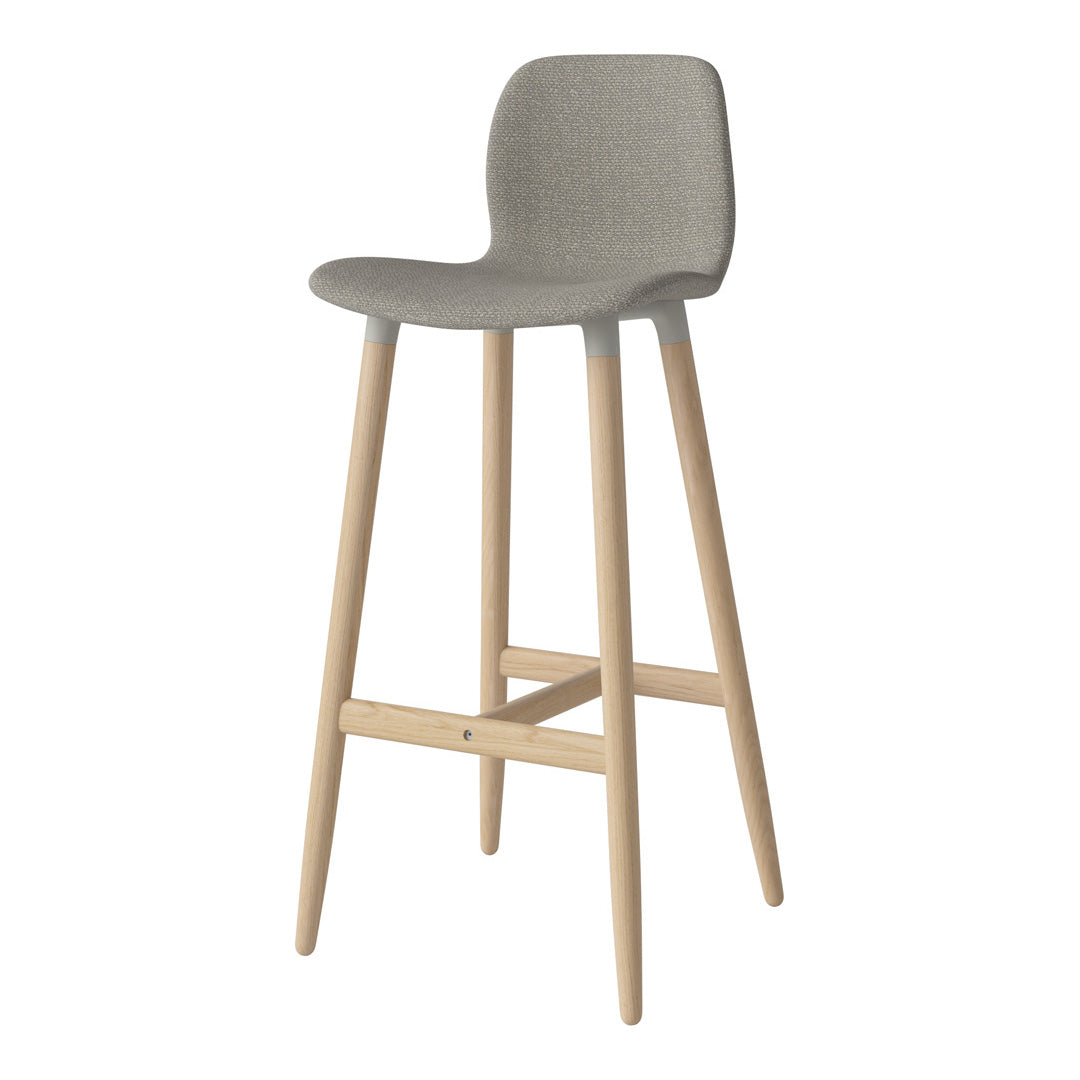 Chaise de bar Seed - Rembourrée - Piètement en chêne huilé, pigmenté blanc