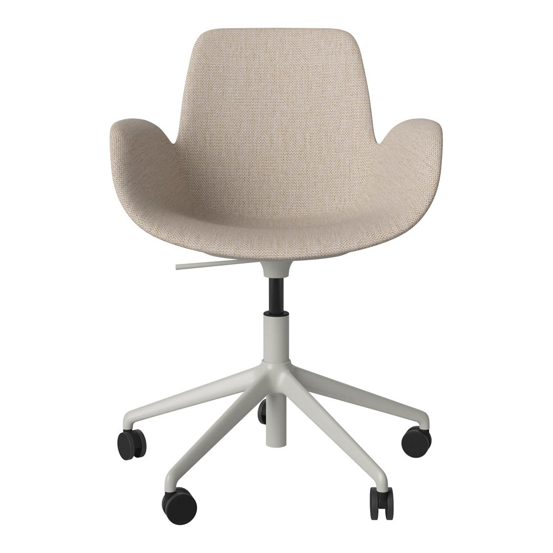 Fauteuil Seed - Rembourré - Piètement 5 branches avec roulettes - Acier laqué gris