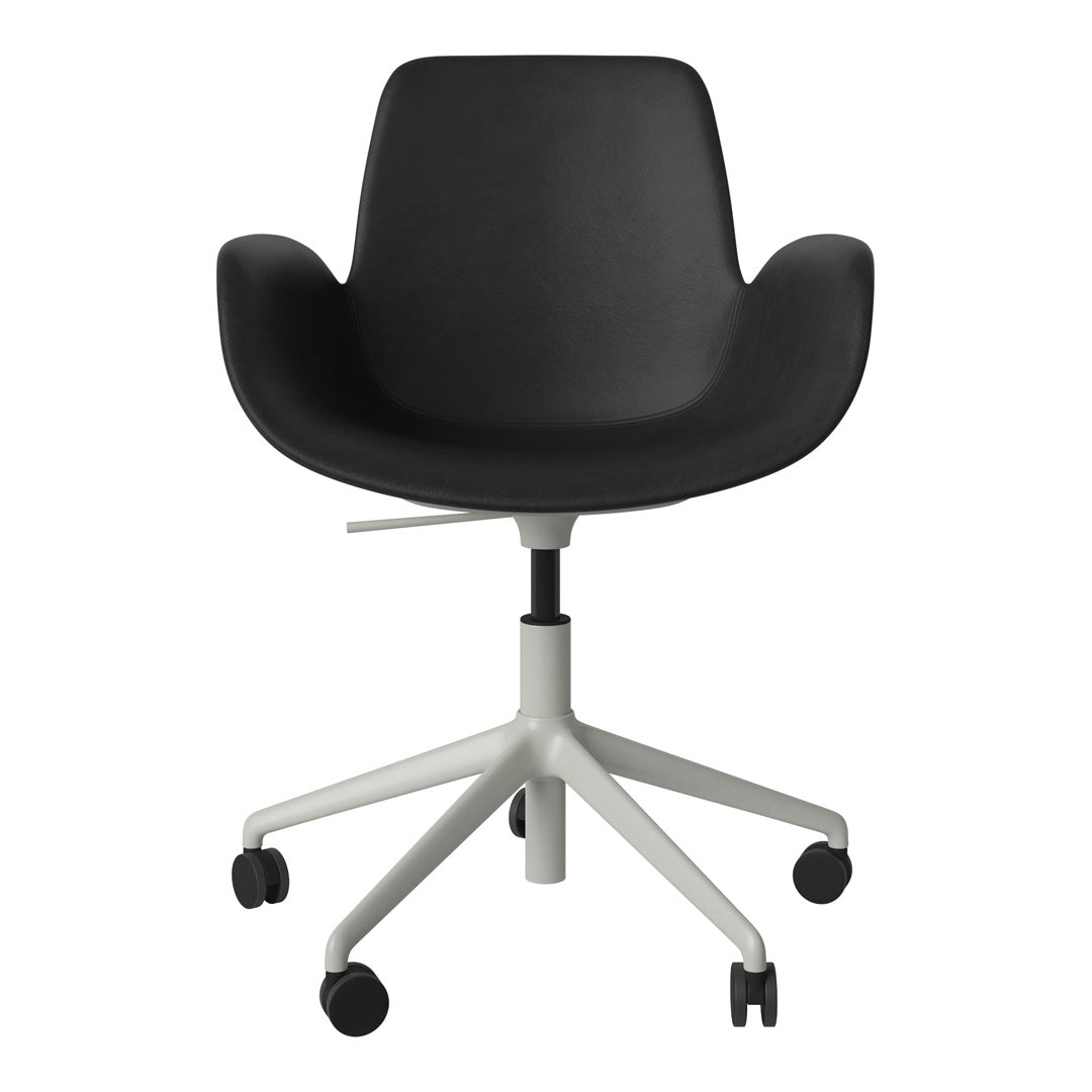 Fauteuil Seed - Rembourré - Piètement 5 branches avec roulettes - Acier laqué gris