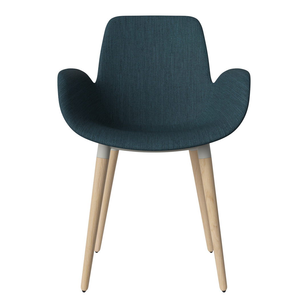 Fauteuil de salle à manger Seed - Rembourré - Piètement en chêne huilé, pigmenté blanc