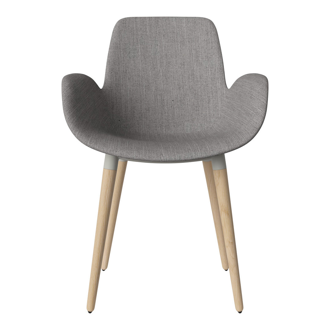 Fauteuil de salle à manger Seed - Rembourré - Piètement en chêne huilé, pigmenté blanc