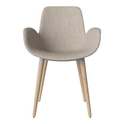 Fauteuil de salle à manger Seed - Rembourré - Piètement en chêne huilé, pigmenté blanc