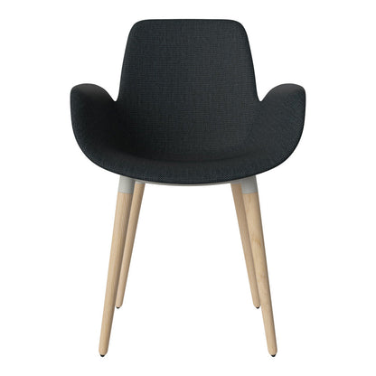 Fauteuil de salle à manger Seed - Rembourré - Piètement en chêne huilé, pigmenté blanc