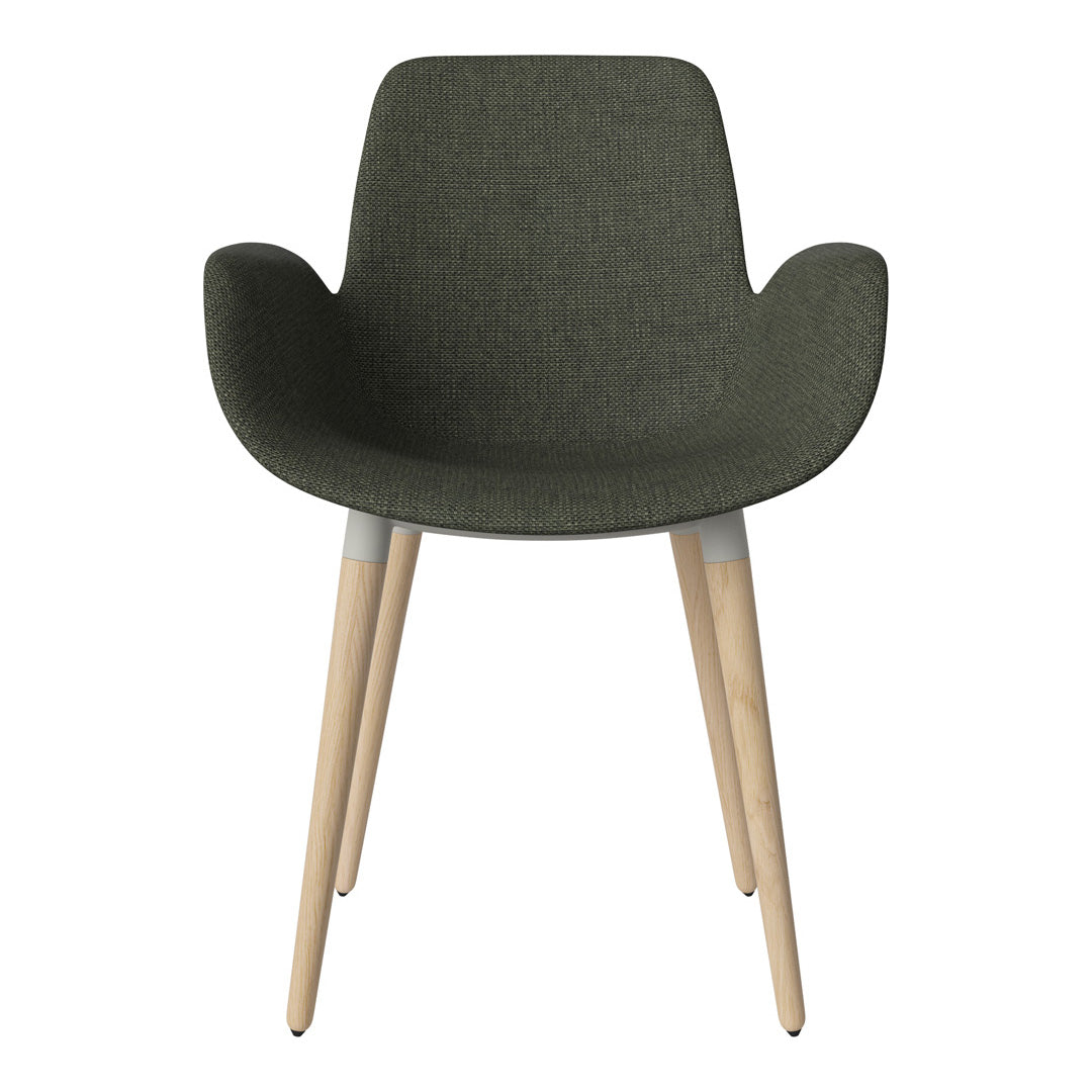 Fauteuil de salle à manger Seed - Rembourré - Piètement en chêne huilé, pigmenté blanc