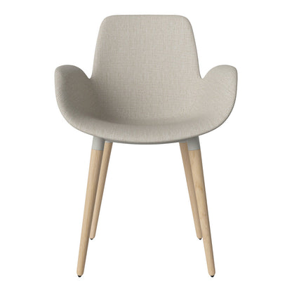 Fauteuil de salle à manger Seed - Rembourré - Piètement en chêne huilé, pigmenté blanc