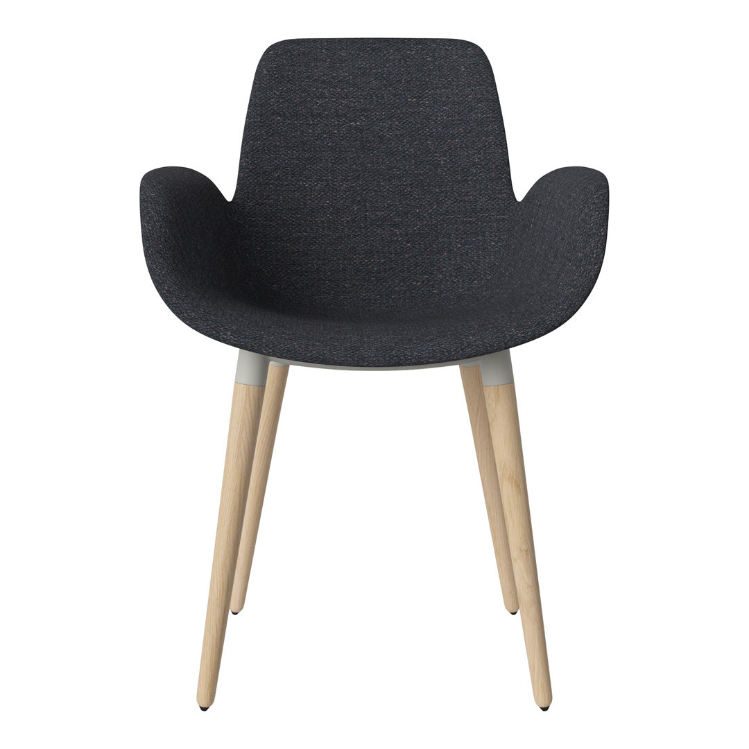 Fauteuil de salle à manger Seed - Rembourré - Piètement en chêne huilé, pigmenté blanc