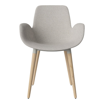 Fauteuil de salle à manger Seed - Rembourré - Piètement en chêne huilé, pigmenté blanc