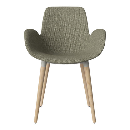 Fauteuil de salle à manger Seed - Rembourré - Piètement en chêne huilé, pigmenté blanc