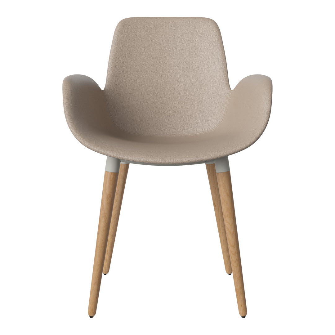 Fauteuil de salle à manger Seed - Rembourré - Piètement en chêne huilé
