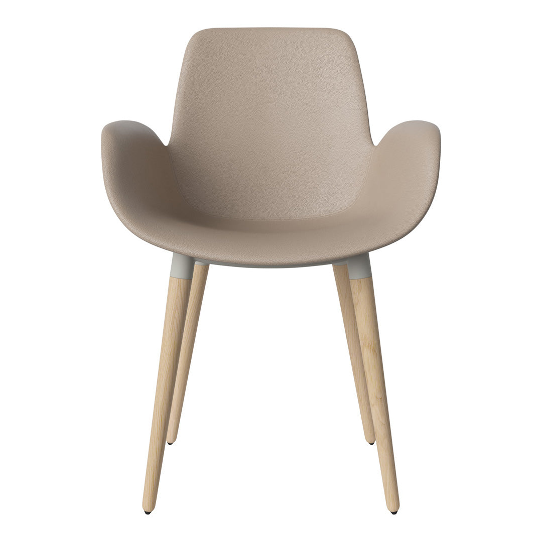 Fauteuil de salle à manger Seed - Rembourré - Piètement en chêne huilé, pigmenté blanc