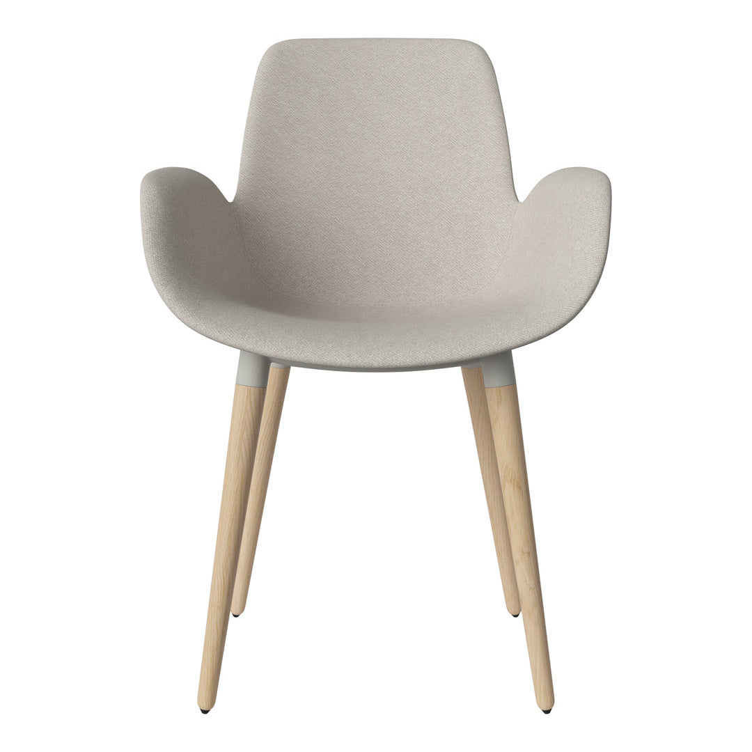 Fauteuil de salle à manger Seed - Rembourré - Piètement en chêne huilé, pigmenté blanc