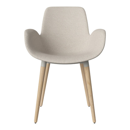 Fauteuil de salle à manger Seed - Rembourré - Piètement en chêne huilé, pigmenté blanc