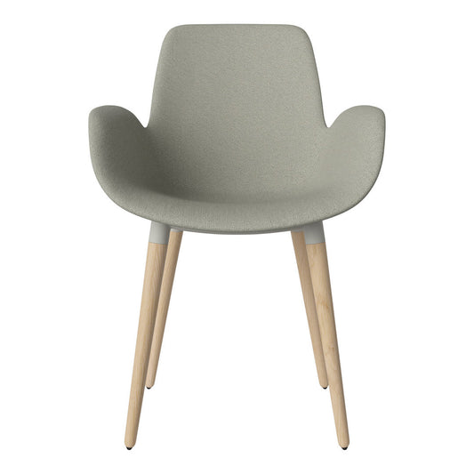Fauteuil de salle à manger Seed - Rembourré - Piètement en chêne huilé, pigmenté blanc