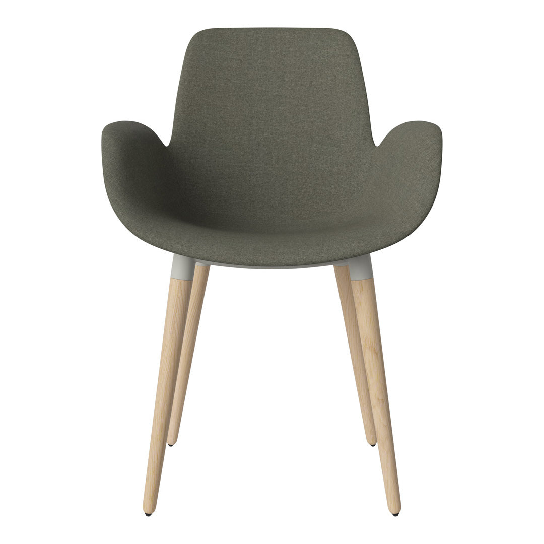 Fauteuil de salle à manger Seed - Rembourré - Piètement en chêne huilé, pigmenté blanc