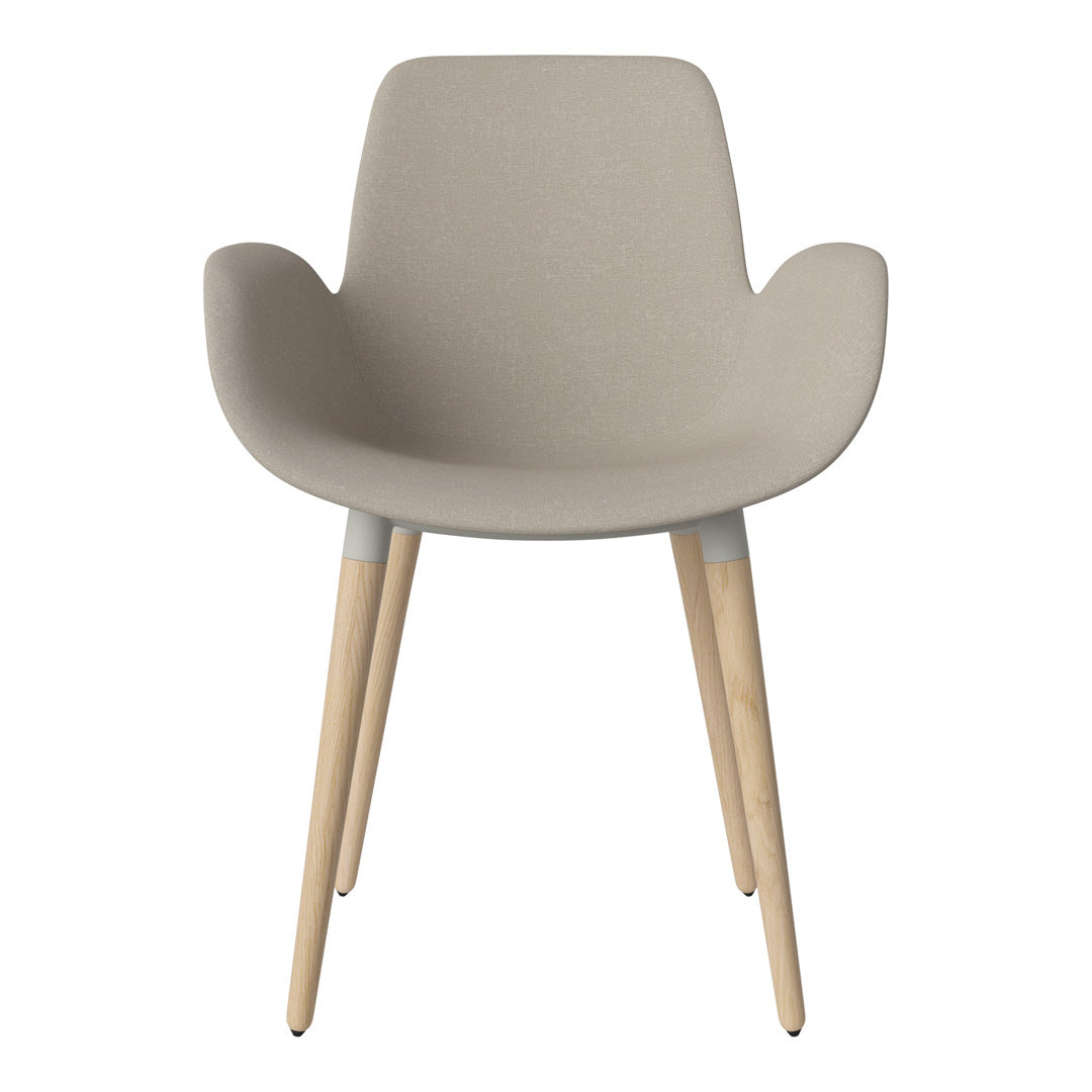 Fauteuil de salle à manger Seed - Rembourré - Piètement en chêne huilé, pigmenté blanc